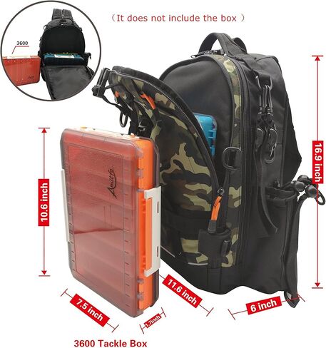 حقيبة ظهر لصيد الأسماك من أميتفو مع حاملات للقضيب وصندوق تخزين حقيبة ظهر كبيرة لمعدات الصيد in Kuwait