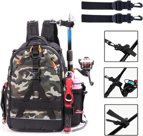 حقيبة ظهر لصيد الأسماك من أميتفو مع حاملات للقضيب وصندوق تخزين حقيبة ظهر كبيرة لمعدات الصيد in Kuwait