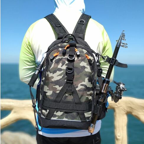 حقيبة ظهر لصيد الأسماك من أميتفو مع حاملات للقضيب وصندوق تخزين حقيبة ظهر كبيرة لمعدات الصيد in Kuwait