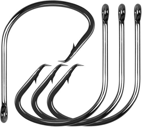 Circle Fishing Hooks 120pcs Offset Catfish Circle Hook High Carbon Steel Octopus Fishing Hooks Catfish Hooks Black Nickel Octopus Barbed Fish Hooks for Bass Trout Freshwater Saltwater Size 6#-10/0 in Saudi Arabia