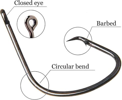 Circle Fishing Hooks 120pcs Offset Catfish Circle Hook High Carbon Steel Octopus Fishing Hooks Catfish Hooks Black Nickel Octopus Barbed Fish Hooks for Bass Trout Freshwater Saltwater Size 6#-10/0 in Saudi Arabia