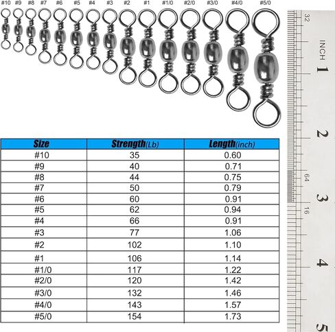 Dr.Fish Barrel Swivels Fishing Tackles, Fishing Swivels for Salwater & Freshwater, Available from #16-#6/0, Leader Line Lure Connector in Saudi Arabia