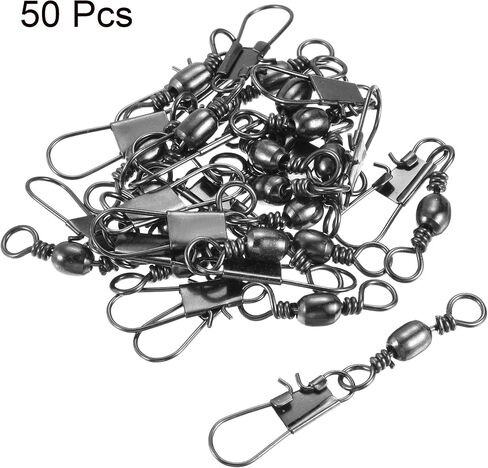 PATIKIL Fishing Barrel Swivel Snaps, 50Pcs 51mm 26LBS Stainless Steel Solid Ring Terminal Tackle for Saltwater Freshwater Fishing, Black in Saudi Arabia