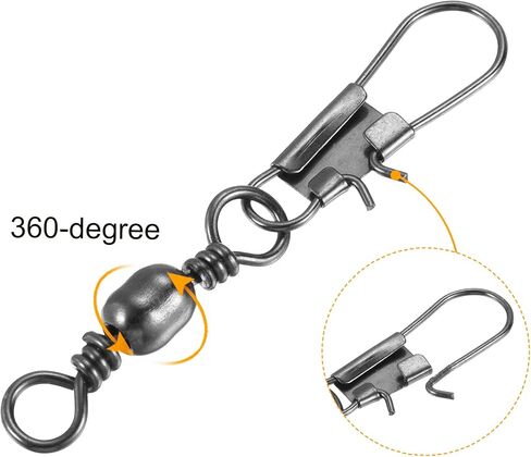 PATIKIL Fishing Barrel Swivel Snaps, 50Pcs 51mm 26LBS Stainless Steel Solid Ring Terminal Tackle for Saltwater Freshwater Fishing, Black in Saudi Arabia