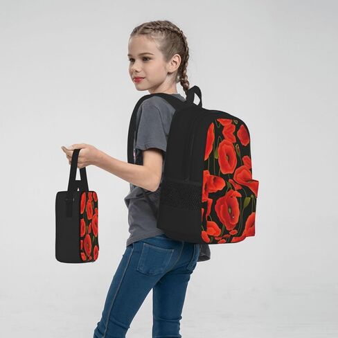 NEZIH البولكا نقطة الوردي زهرة حقيبة السفر Daypack مع صندوق الغداء حقيبة أقلام رصاص 3 قطعة مجموعة حقيبة الظهر عادية موضة حقائب الظهر in Kuwait