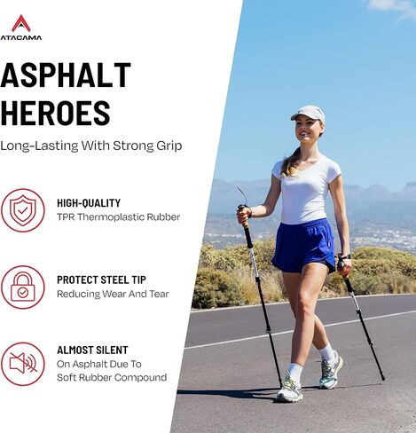 ATACAMA Lightweight Foldable Carbon and Aluminum 7075 Collapsible Hiking Sticks with Cork Handle - Hiking Poles Telescopic Trekking Poles Folding Walking Sticks For Hiking Accessories Nordic Walking Poles in Kuwait