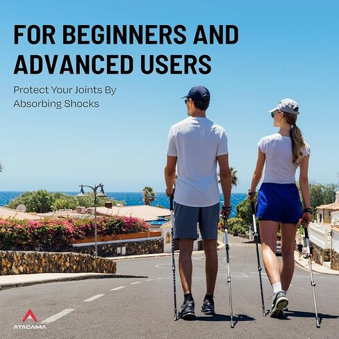 ATACAMA Lightweight Foldable Carbon and Aluminum 7075 Collapsible Hiking Sticks with Cork Handle - Hiking Poles Telescopic Trekking Poles Folding Walking Sticks For Hiking Accessories Nordic Walking Poles in Kuwait