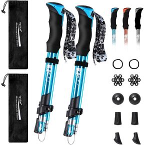 YOVITAL Trekking Poles Collapsible Hiking Poles - Aluminum 7075 Adjustable Hiking Walking Sticks with Quick Locks, Expandable to 53"and Ultralight Poles for Hiking Camping Mountains Walking（Set of 2）