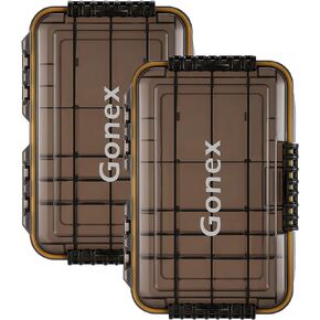 Gonex 3700 Tackle Trays 2 Packs, Sun Protection Waterproof Tackle Boxes for Fishing, Tea-Colored Clear Thicker Floating Airtight Tackle Box Organizers with DIY Dividers for Storage of Lures Hooks etc. in Saudi Arabia