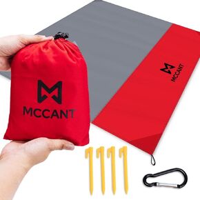 Outdoor Pocket Blanket - 84 inch X 84 inch - Extra Soft Nylon Sand Free Beach Blanket - Waterproof Picnic Blanket with 4 Stakes and Corner Pockets - Sand Proof Mat for Beach, Camping, Festivals