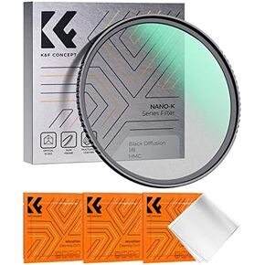K&F Concept 37mm Black Diffusion 1/8 Filter, Mist Dreamy Cinematic Effec Filter for Video/Vlog/Portrait Photography K-Series