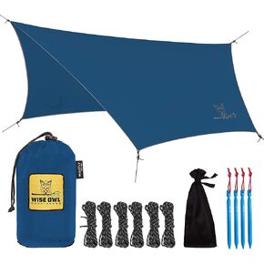 Wise Owl Outfitters Hammock Rain Fly – Waterproof Camping Tarp Cover with Tent Stakes & Carry Bag, Ultralight Shelter for Backpacking & Outdoor Shade in Saudi Arabia