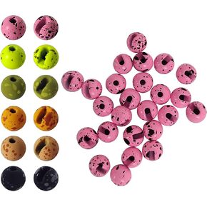 Aventik Mottled Tactical slotted tungsten beads 25pcs Think Fast Think Deep Beads Fly Tying Materials Lure Jig 6 Colors / 5 Sizes for Fly Fishing Fanatic in Saudi Arabia