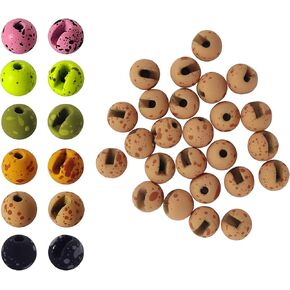 Aventik Mottled Tactical Slotted Tungsten Beads 25pcs Think Fast Think Deep Beads Fly Tying Materials Lure Jig 6 Colors / 5 Sizes for Fly Fishing Fanatic