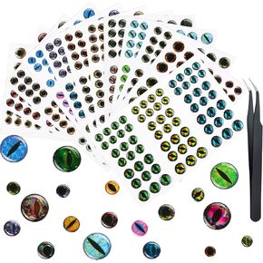 828 Pieces Fishing Lure Eyes 3D Artificial Fishing Eyes Assortment with 1 Pieces Tweezer for Fishing Baits DIY Accesssory, 7 mm/ 8 mm/ 9 mm/ 10 mm in Kuwait