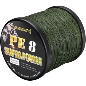 GPCPROLINE Braided Fishing Line PE 4 8 - Abrasion Resistant - Fade Resistant - Cast Longer - Thinner & Smooth - Camo Blue, Camo Green, Green - 10LB/15LB/20LB/30LB/50LB/80LB/100LB for Saltwater Fishing