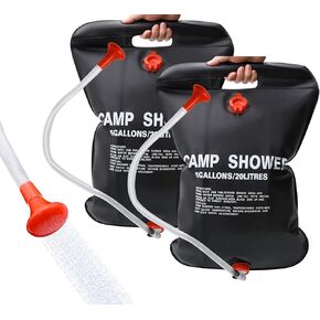 حقيبة دش بالطاقة الشمسية من AYQWE، 1/2/4 حزمة 5 جالون/20 لتر، حقيبة استحمام للتخييم، حقيبة استحمام محمولة مع خرطوم قابل للإزالة ورأس دش قابل للتحويل للتخييم والشاطئ والسباحة والسفر في الهواء الطلق in Kuwait