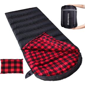 Keencamp 0 Degree Sleeping Bag Cotton Flannel Winter Cold Weather for Adults XXL Sleeping Bag 4 Season Big and Tall with Pillow Compression Sack in Kuwait