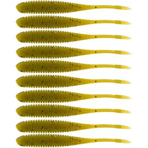 BAITFUEL Flat Sided Shad Infused with Supercharged X55 Formula Gel: Fish Scent Technology with Powerful Attractants | 3.5-Inch, Green Pumpkin Watermelon (PN: X79528)