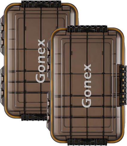 Gonex 3700 Tackle Trays 2 Packs, Sun Protection Waterproof Tackle Boxes for Fishing, Tea-Colored Clear Thicker Floating Airtight Tackle Box Organizers with DIY Dividers for Storage of Lures Hooks etc. in Saudi Arabia