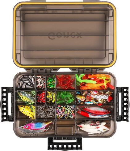 Gonex 3700 Tackle Trays 2 Packs, Sun Protection Waterproof Tackle Boxes for Fishing, Tea-Colored Clear Thicker Floating Airtight Tackle Box Organizers with DIY Dividers for Storage of Lures Hooks etc. in Saudi Arabia
