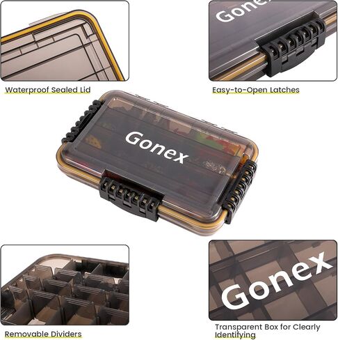 Gonex 3700 Tackle Trays 2 Packs, Sun Protection Waterproof Tackle Boxes for Fishing, Tea-Colored Clear Thicker Floating Airtight Tackle Box Organizers with DIY Dividers for Storage of Lures Hooks etc. in Saudi Arabia