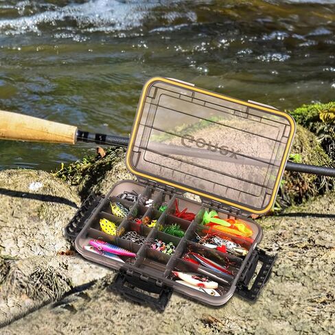 Gonex 3700 Tackle Trays 2 Packs, Sun Protection Waterproof Tackle Boxes for Fishing, Tea-Colored Clear Thicker Floating Airtight Tackle Box Organizers with DIY Dividers for Storage of Lures Hooks etc. in Saudi Arabia