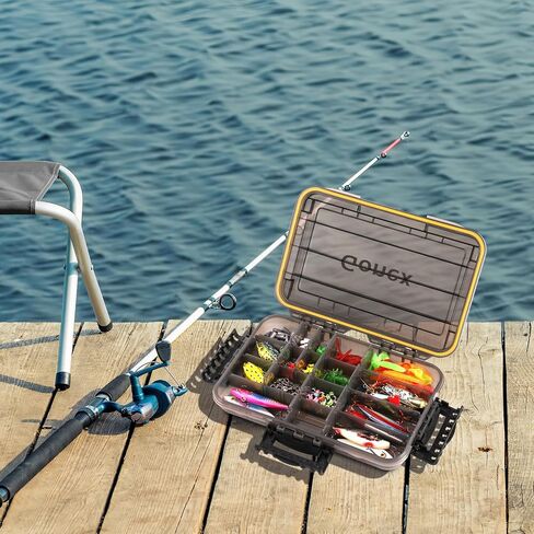 Gonex 3700 Tackle Trays 2 Packs, Sun Protection Waterproof Tackle Boxes for Fishing, Tea-Colored Clear Thicker Floating Airtight Tackle Box Organizers with DIY Dividers for Storage of Lures Hooks etc. in Saudi Arabia