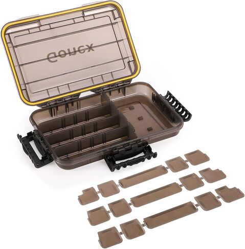 Gonex 3700 Tackle Trays 2 Packs, Sun Protection Waterproof Tackle Boxes for Fishing, Tea-Colored Clear Thicker Floating Airtight Tackle Box Organizers with DIY Dividers for Storage of Lures Hooks etc. in Saudi Arabia