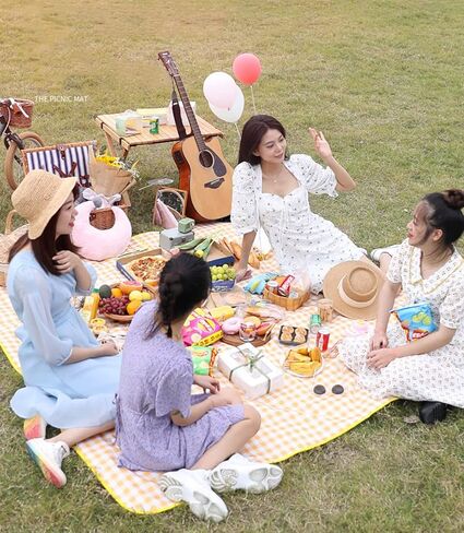 Picnic Mat 57''x79'' Foldable Blanket Beach Mat Sandproof and Waterproof Striped Handy Outdoor Lawn Blanket¡­ in Kuwait