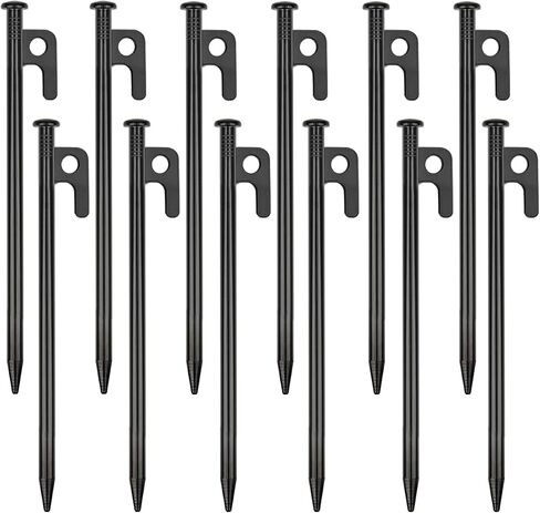8 Pack Tent Stakes Heavy Duty Metal Tent Pegs for Camping Steel Tent Stakes 8 inch Unbreakable and Inflexible | Forged S45C Steel, Unbreakable, Inflexible in Kuwait