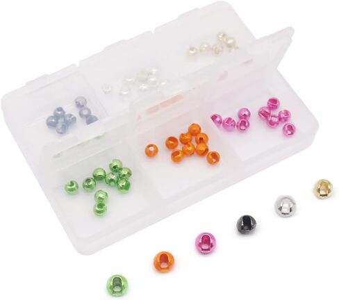 XFISHMAN Tungsten-Slot-Beads-Fly-Tying-Beads-Heads-Assortment Fly Tying Materials Nymph for Fly Fishing Diamond Faceted Slotted Beads 60 Pack in Saudi Arabia