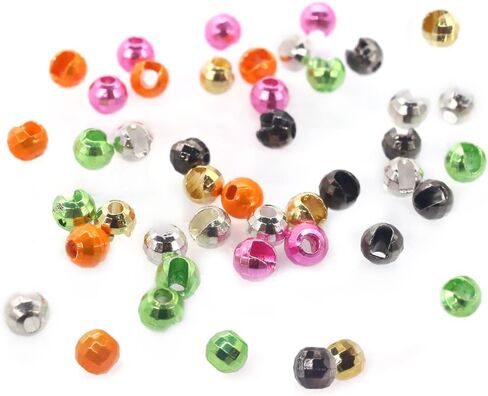 XFISHMAN Tungsten-Slot-Beads-Fly-Tying-Beads-Heads-Assortment Fly Tying Materials Nymph for Fly Fishing Diamond Faceted Slotted Beads 60 Pack in Saudi Arabia