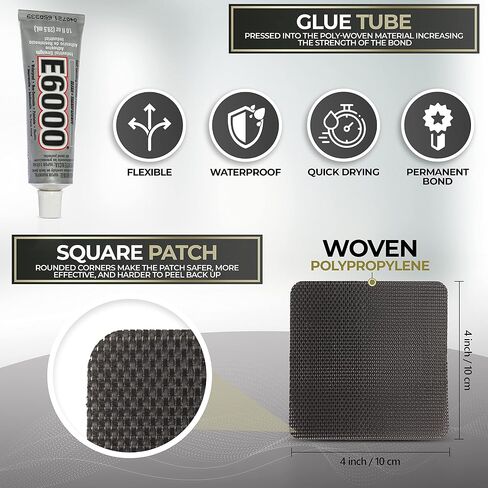 Trampoline Patch Repair Kit 4 x 4 Square Glue On Patches | Repair Holes or tears in a Trampoline Mat in Saudi Arabia