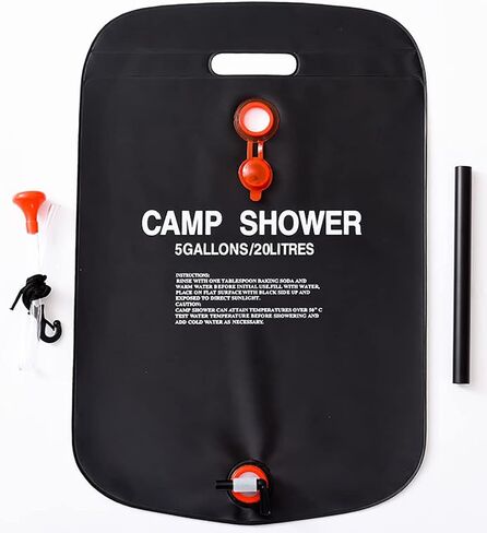 حقيبة دش بالطاقة الشمسية، 2 عبوة 5 جالون/20 لتر حقيبة دش للتخييم والتدفئة بالطاقة الشمسية، حقيبة دش محمولة مع خرطوم قابل للإزالة ورأس دش قابل للتحويل للتخييم والتسلق والمشي لمسافات طويلة والسفر في الهواء الطلق in Kuwait