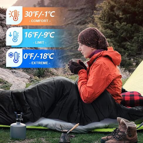 Keencamp 0 Degree Sleeping Bag Cotton Flannel Winter Cold Weather for Adults XXL Sleeping Bag 4 Season Big and Tall with Pillow Compression Sack in Kuwait