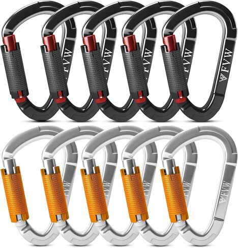 FVW Auto Locking Rock Climbing Carabiner Clips,Professional 25KN (5620 lbs) Heavy Duty Caribeaners for Rappelling Swing Rescue & Gym etc,Large Carabiners,D-Shaped in Saudi Arabia