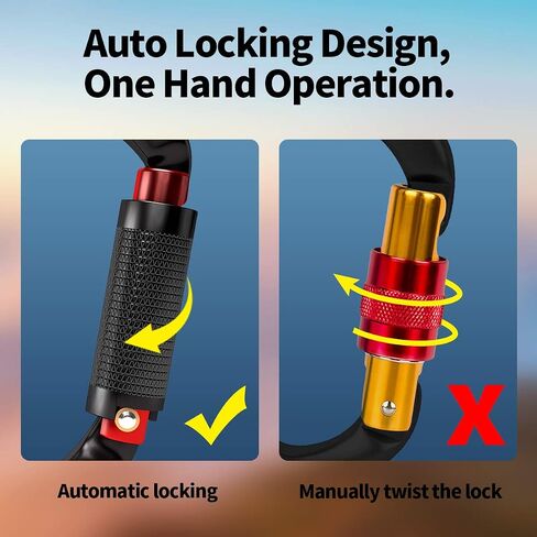 FVW Auto Locking Rock Climbing Carabiner Clips,Professional 25KN (5620 lbs) Heavy Duty Caribeaners for Rappelling Swing Rescue & Gym etc,Large Carabiners,D-Shaped in Saudi Arabia