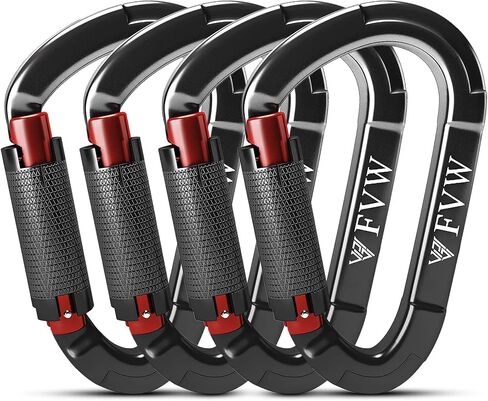 FVW Auto Locking Rock Climbing Carabiner Clips,Professional 25KN (5620 lbs) Heavy Duty Caribeaners for Rappelling Swing Rescue & Gym etc,Large Carabiners,D-Shaped in Saudi Arabia