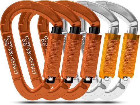 FVW Auto Locking Rock Climbing Carabiner Clips,Professional 25KN (5620 lbs) Heavy Duty Caribeaners for Rappelling Swing Rescue & Gym etc,Large Carabiners,D-Shaped in Saudi Arabia