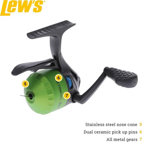 Lew's Crappie Thunder Underspin Reel and Fishing Rod Combo, 4-Foot 6-Inch 2-Piece Graphite Blank, Right or Left-Hand Retrieve, Crappie Thunder Green in Saudi Arabia