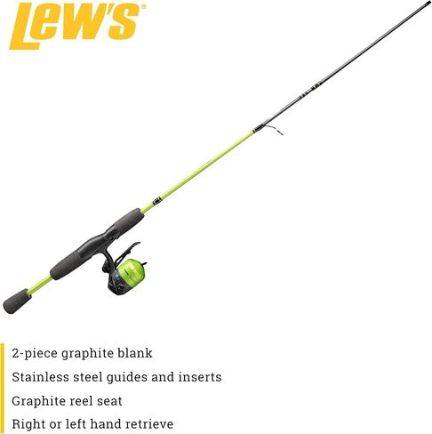 Lew's Crappie Thunder Underspin Reel and Fishing Rod Combo, 4-Foot 6-Inch 2-Piece Graphite Blank, Right or Left-Hand Retrieve, Crappie Thunder Green in Saudi Arabia