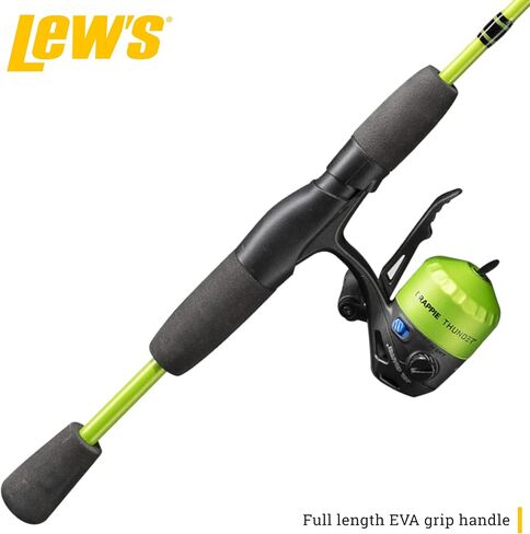 Lew's Crappie Thunder Underspin Reel and Fishing Rod Combo, 4-Foot 6-Inch 2-Piece Graphite Blank, Right or Left-Hand Retrieve, Crappie Thunder Green in Saudi Arabia