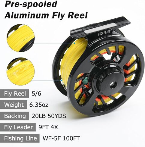 Goture Fly Fishing Rod and Reel Combo 8-Sections Fly Fishing Rod Cork Handle,80 Pcs Fishing Flies,Aluminum Fly Reel with Fishing Lines,Waterproof and Portable Bag in Saudi Arabia