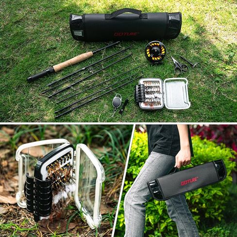 Goture Fly Fishing Rod and Reel Combo 8-Sections Fly Fishing Rod Cork Handle,80 Pcs Fishing Flies,Aluminum Fly Reel with Fishing Lines,Waterproof and Portable Bag in Saudi Arabia