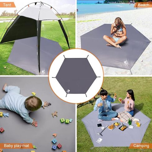 ERYUE Ultralight Beach Sun Shelter,Waterproof Camping Tarp Thicken Picnic Mat Durable Beach Pad Hexagonal Tent Mat Multifunctional Tent Footprint Sun Canopy Ground Sheet for Hiking Traveling Backpacki in Kuwait