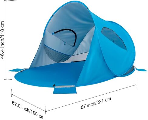 خيمة الشاطئ Vasitelan Easy Pop Up 3-4 أشخاص، مظلة رياضية، خيمة فورية للمأوى من الشمس، مظلة ظل الشمس in Kuwait