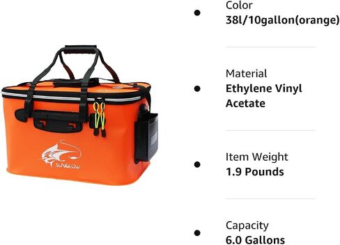 Grneric Fishing Bucket, 6Gallon/8Gallon/10Gallon Foldable Fish Bucket,Live Fish Container Multi-Functional Live Fish Bait Bucket,Outdoor Camping EVA Fishing Bag and Fish Protection Bucket in Kuwait