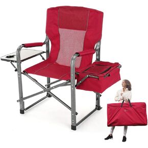 ARROWHEAD OUTDOOR Folding Director’s Chair w/Side Table & Integrated Cooler, Cup Holder, Storage Pouch, Supports up to 450lbs, Carrying Case, Steel Frame, High-Grade 900D Canvas, Black (KKS0292U)