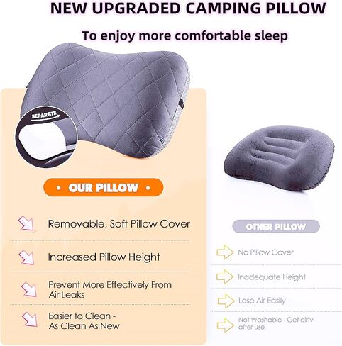 RUIBAOLY Camping Pillow, Inflatable Pillow, Ultra Light Inflatable Pillow, Washable Air Pillow, Camping and Hiking Pillow, Pillow to Put in a Sleeping Bag, Camping Supplies.(Gery) in Saudi Arabia